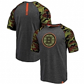 Boston Bruins Fanatics Branded Heathered GrayCamo Recon Camo Raglan T-Shirt